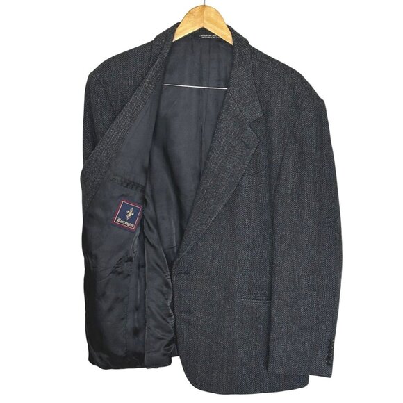 Vintage Barrington Wool Blazer 42S Charcoal Gray Herringbone Sport Coat - Picture 1 of 8